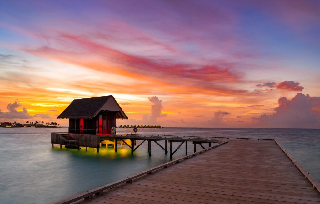 Ultimate Triple Centre Escape: Dubai, Sri Lanka & Maldives from £3,349 per person 3 OBLU Xperience Ailafushi Aerials and Generics Arrival Jetty at Sunset scaled 1 Louise and Scott at Hays Travel