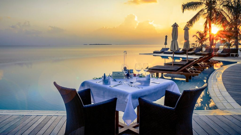 Luxury at Kuredu Maldives Resort & Spa – Your Gateway to Paradise From £2058.60pp 9 Sangu Pool Dinner 1600x900 1 Louise and Scott at Hays Travel