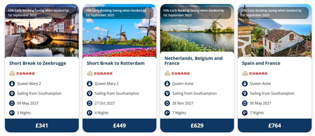Queen Anne May 2027 to January 2028 Now on Sale! ⚓ 1 cunard 1 Louise and Scott at Hays Travel