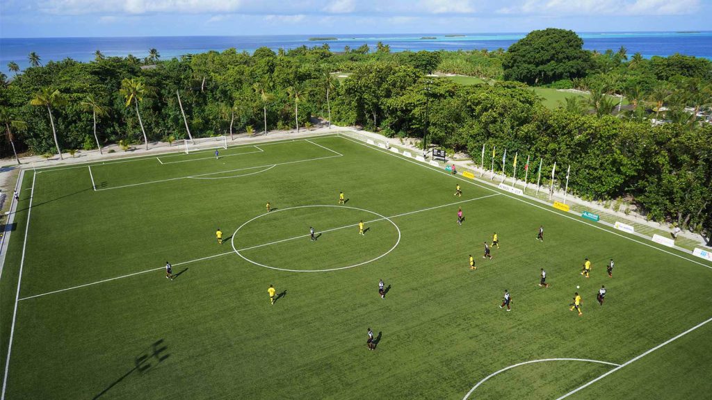 Luxury at Kuredu Maldives Resort & Spa – Your Gateway to Paradise From £2058.60pp 21 football pitch aerial shot edited 1600x900 1 Louise and Scott at Hays Travel