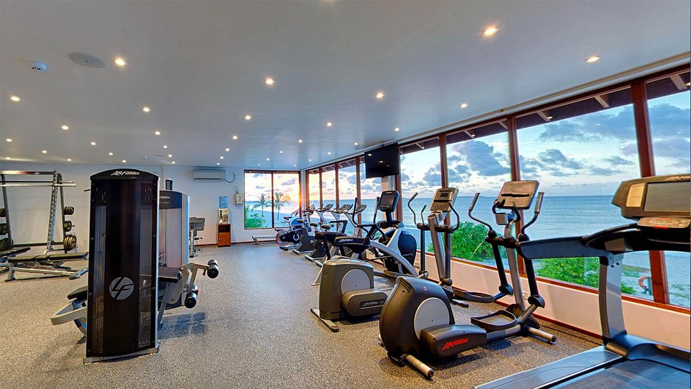 gym with an ocean view Louise and Scott at Hays Travel