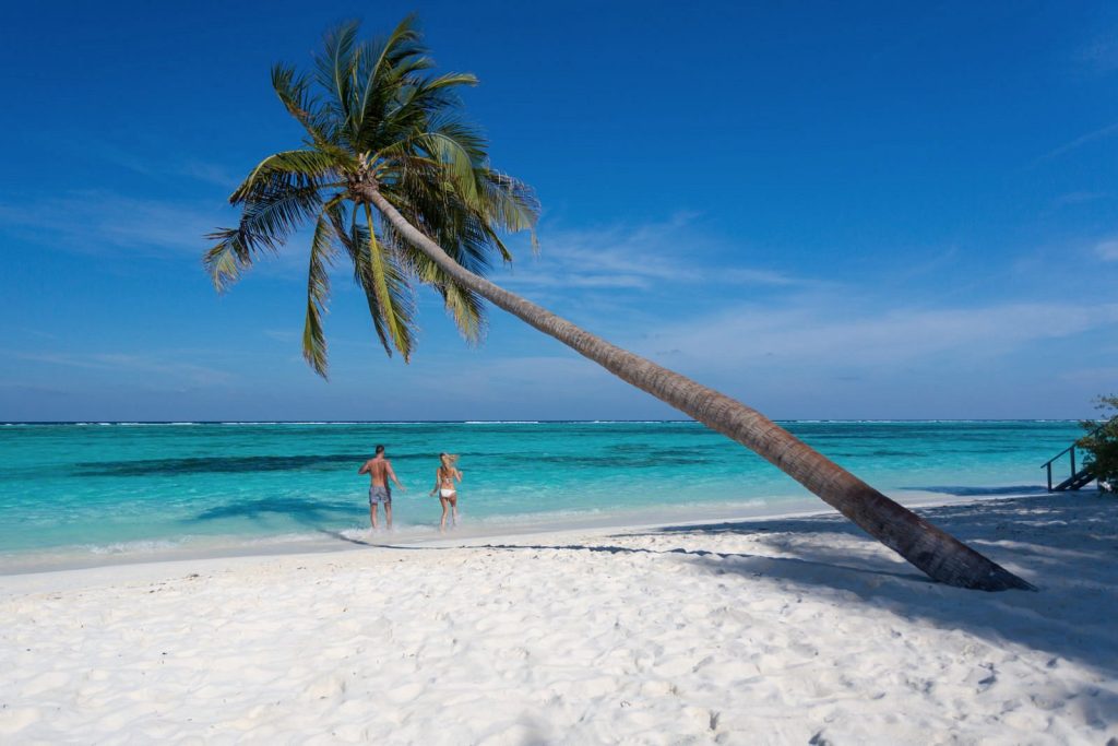 beach adults only side Louise and Scott at Hays Travel