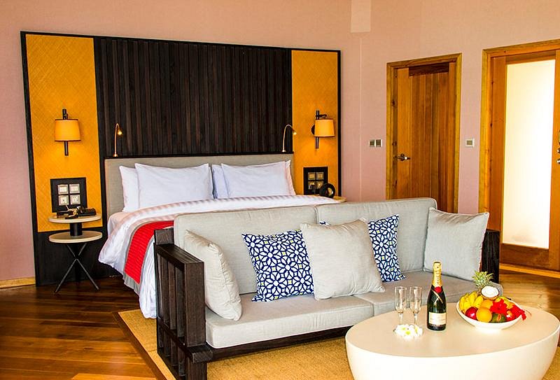 meeru water villa interior Louise and Scott at Hays Travel